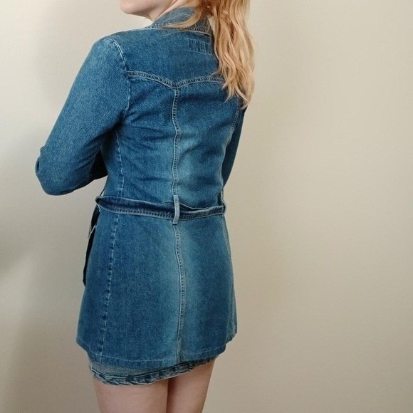 Vintage 90s long denim pea coat/jacket - Picture 6 of 8